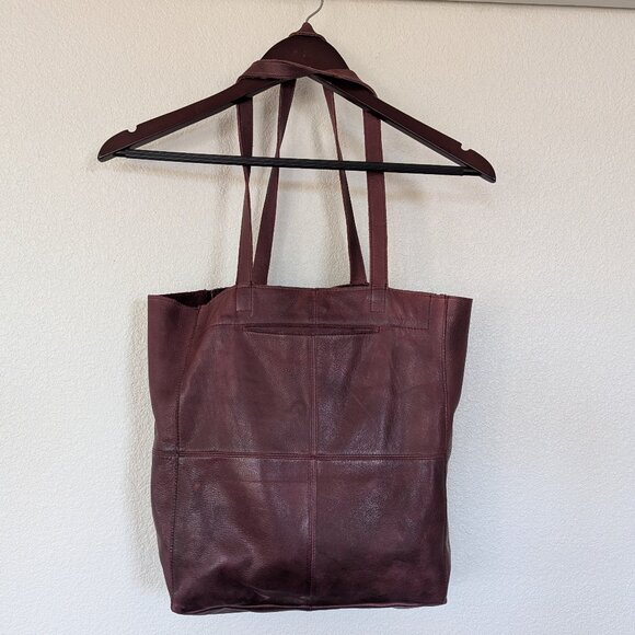 Latico Margie Leather Minimalist Slouchy Tote Book Shoulder Bag in Burgundy - Picture 6 of 14